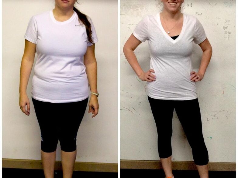 Gadis sebelum dan sesudah menurunkan berat badan dengan diet Dukan